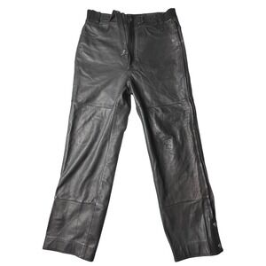 Vintage Firstgear Motorcycle Pants Mens 34 Black Leather Riding Biker Full Zip